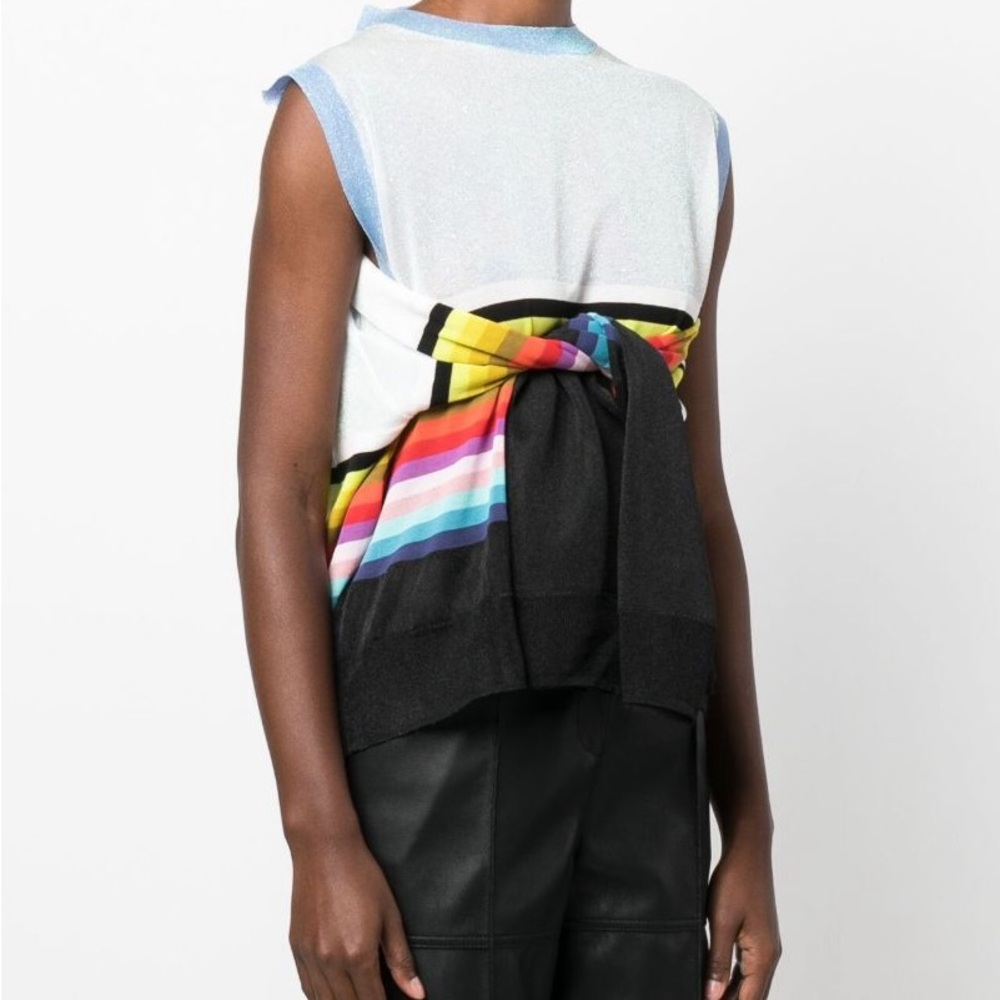 Christopher John Rogers Multicolor Striped Sheer Cardigan